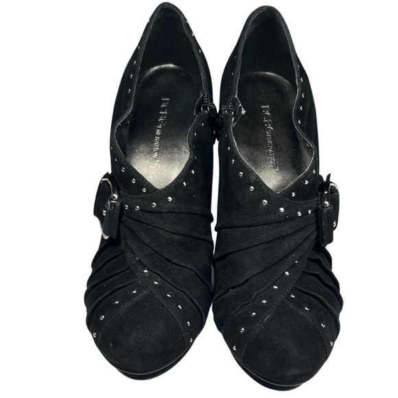 BCBGeneration black suede leather studded stiletto booties black party going out - Picture 5 of 13